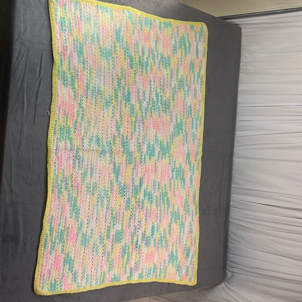 Handmade‎ crocheted baby afghan  3ft by 2 ft 4 “